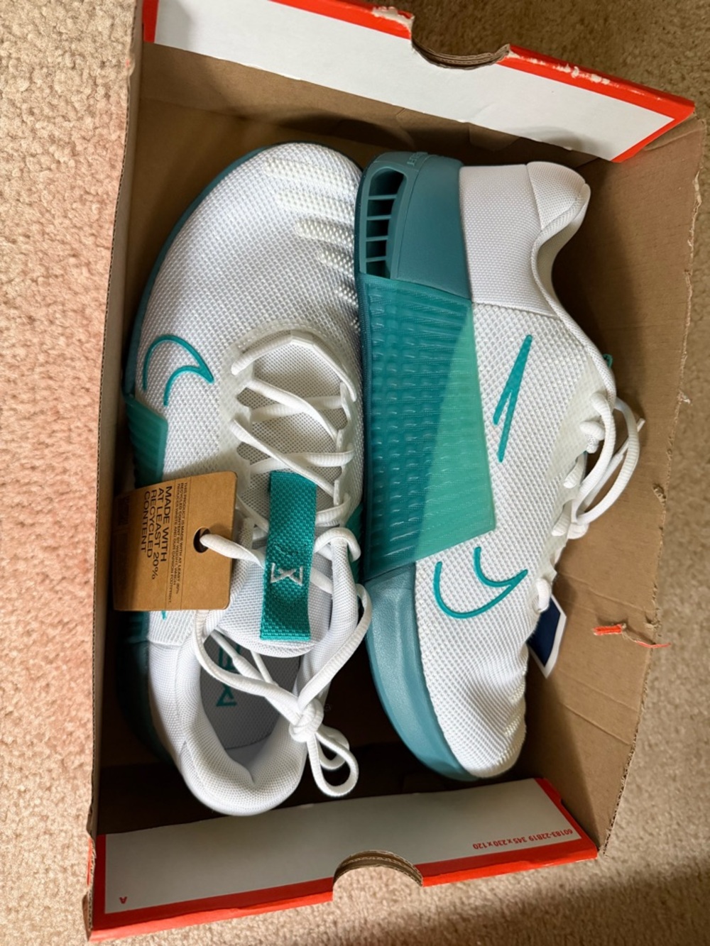 Nike White Sneakers with Teal Insole Accents